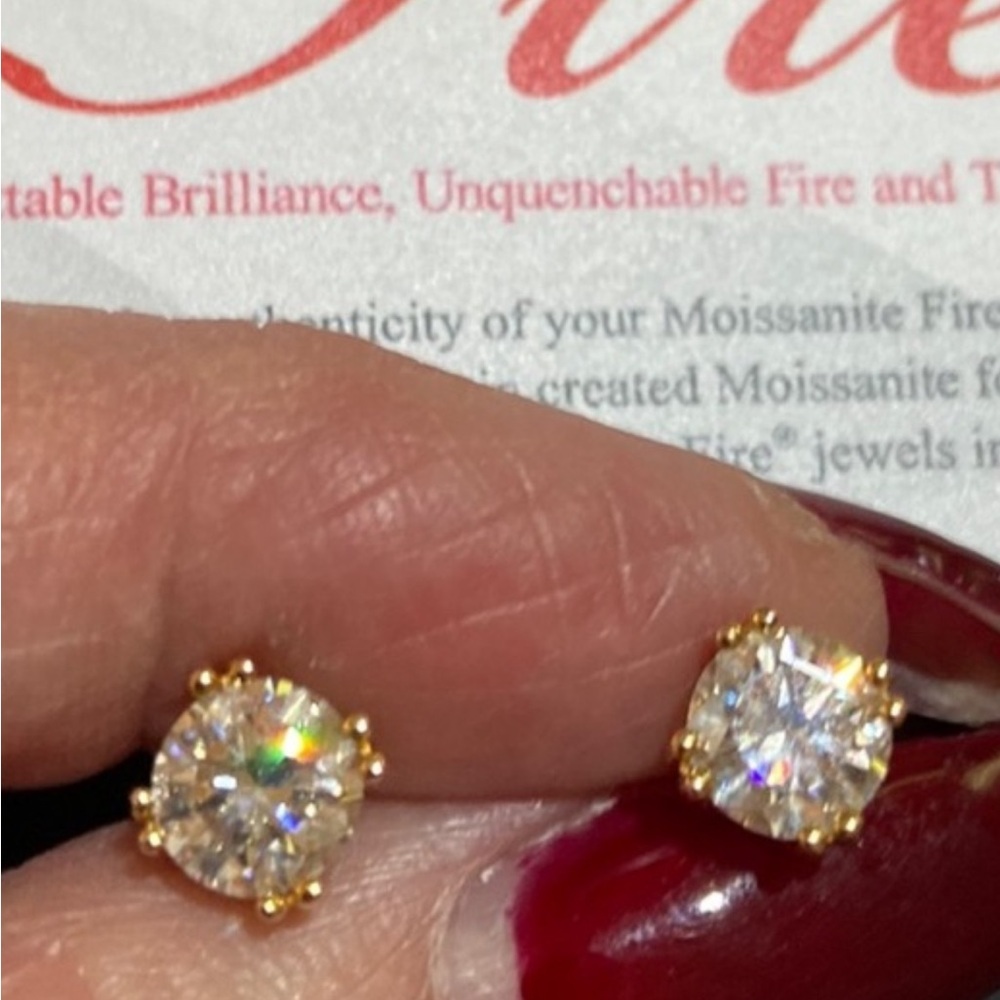 3ct stud earrings,Moissanite JTV,Charles Wenston